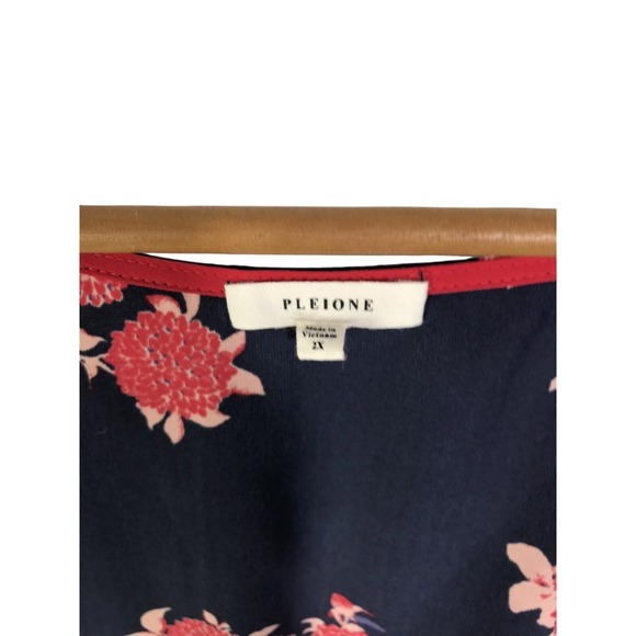 PLEIONE Navy Floral Sleeveless Duster Kimono Cardigan Vest Women 2X - Picture 6 of 16